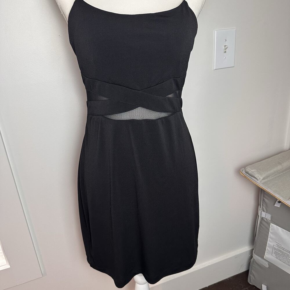Emerald Sundae Womens XL Black Mini Dress Mesh Cutout Ruched Y2K Cocktail